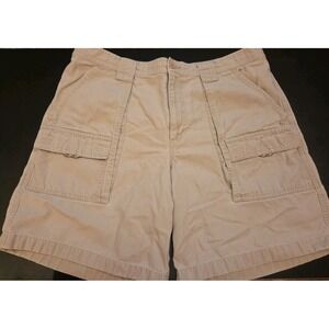LL Bean Mens Sz 36 Khaki Cotton Cargo Shorts Comfort Waist Hiking Tropic Weight